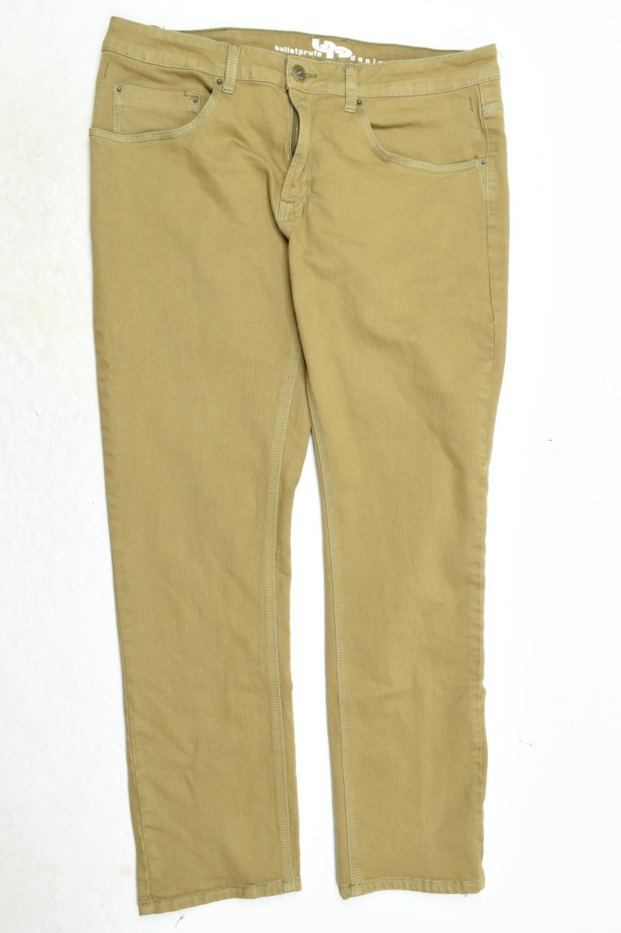 Bulletprufe Jeans Mens 36x32 Beige Slim Fit Straight Leg 5-Pocket Cotton Stretch